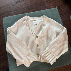 Abercrombie & Fitch Cream Cropped Button-Up Cardigan